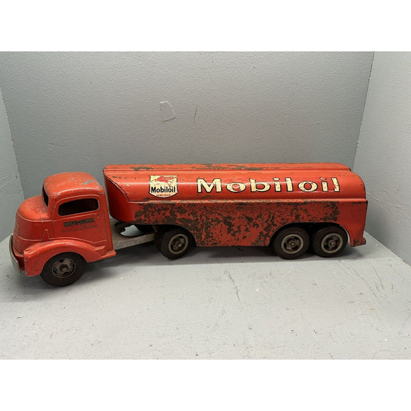 Vtg Smitty Toys Smith Miller Calif. Mobiloil Tanker Red Truck Pegasus