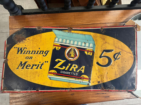 Zira Cigarettes 5 Cent Vintage Sign