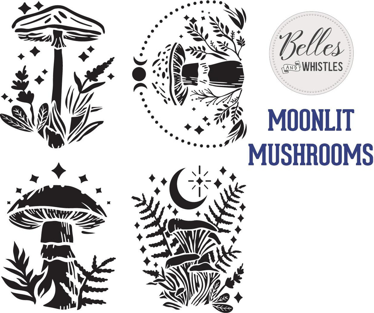 Moonlit Mushrooms - Stencil