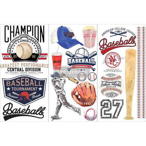 Redesign with Prima – BASEBALL – 3 SHEETS, 6″X12″